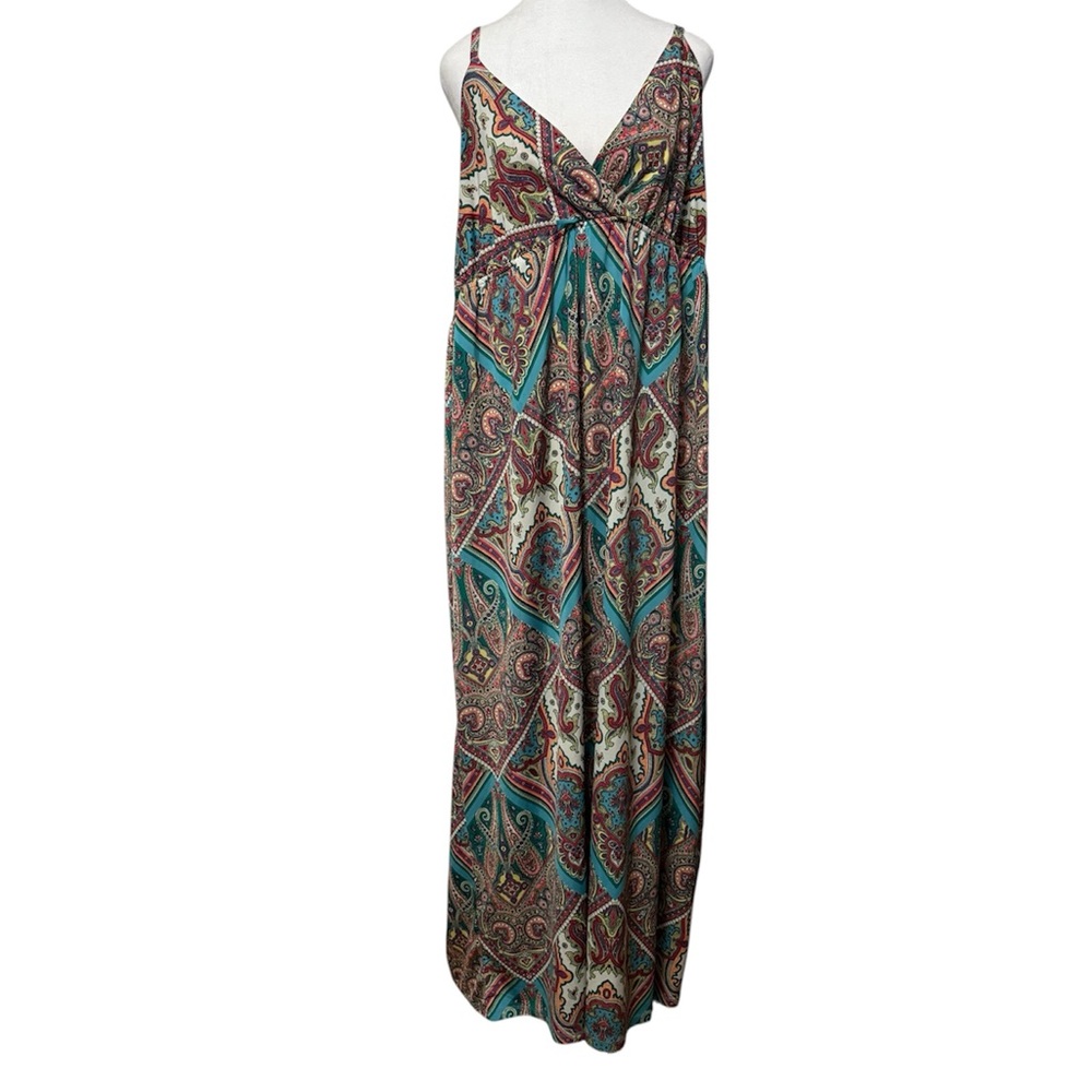 Rhapsody Paisley Rainbow Maxi Dress Women’s 3X Boho Babydoll Y2K Festival Hippie